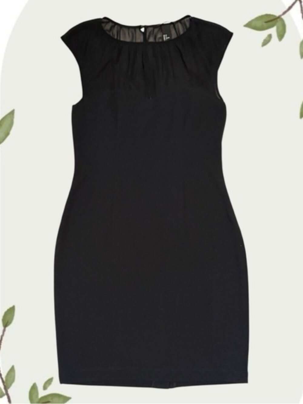 H&M Sheer Neck Sleeveless Sweetheart Neck Black Party Midi Dress NWOT- Size 8